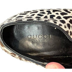 Gucci Paloma Leopard Print Pony Hair Heeled Bootie GG Logo Size 37.5 / US 7.5
