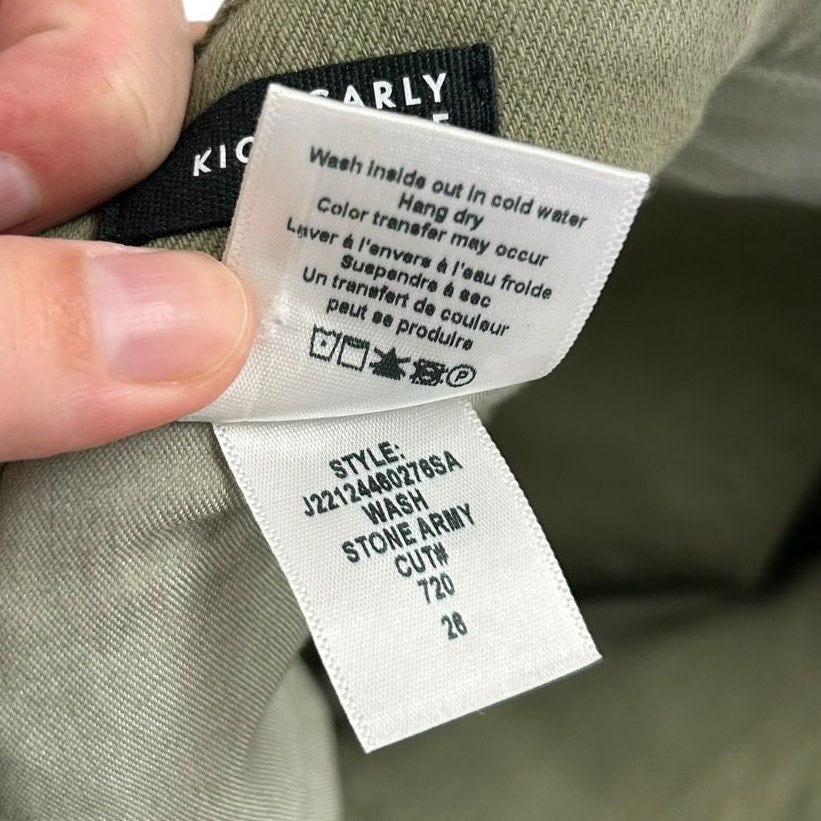 Veronica Beard Stone Army Green Carly Kick Flare High Rise Jeans Womens 26 / 2