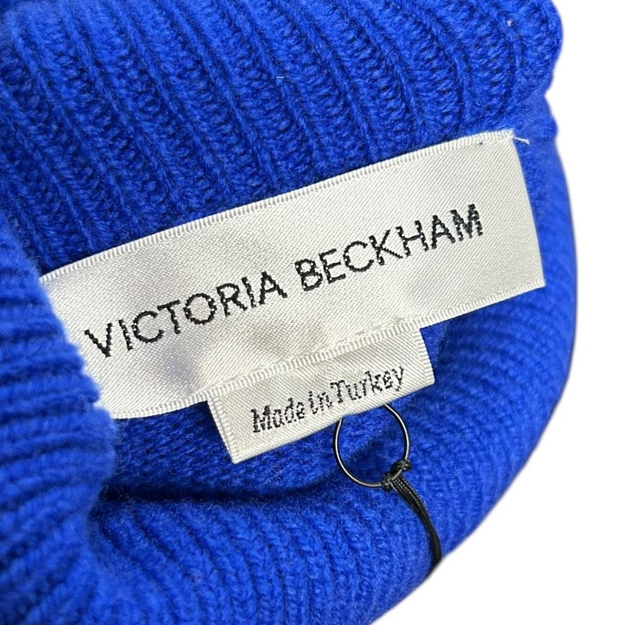 NWT Victoria Beckham Lambswool Sapphire Blue Turtleneck Sweater Womens US 0/2