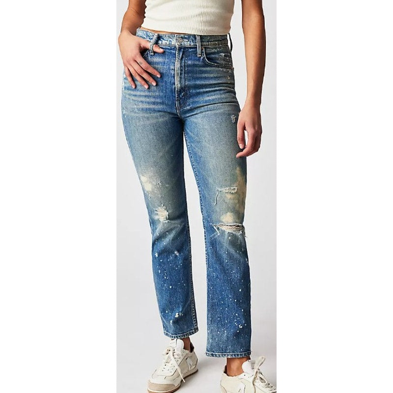 NWT Mother Superior High Waisted Rider Ankle Jean Distressed LOL Wash Size 25