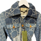 NWT Gucci Eco Washed Patchwork GG Denim Jacket Blue Womens IT 38 / US 2