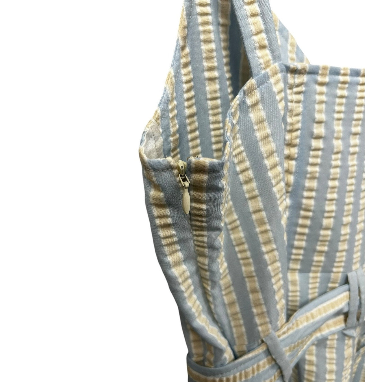 NWT Simkhai Hydrangea Blue Stripe Seersucker Kai Bustier Style Romper Small