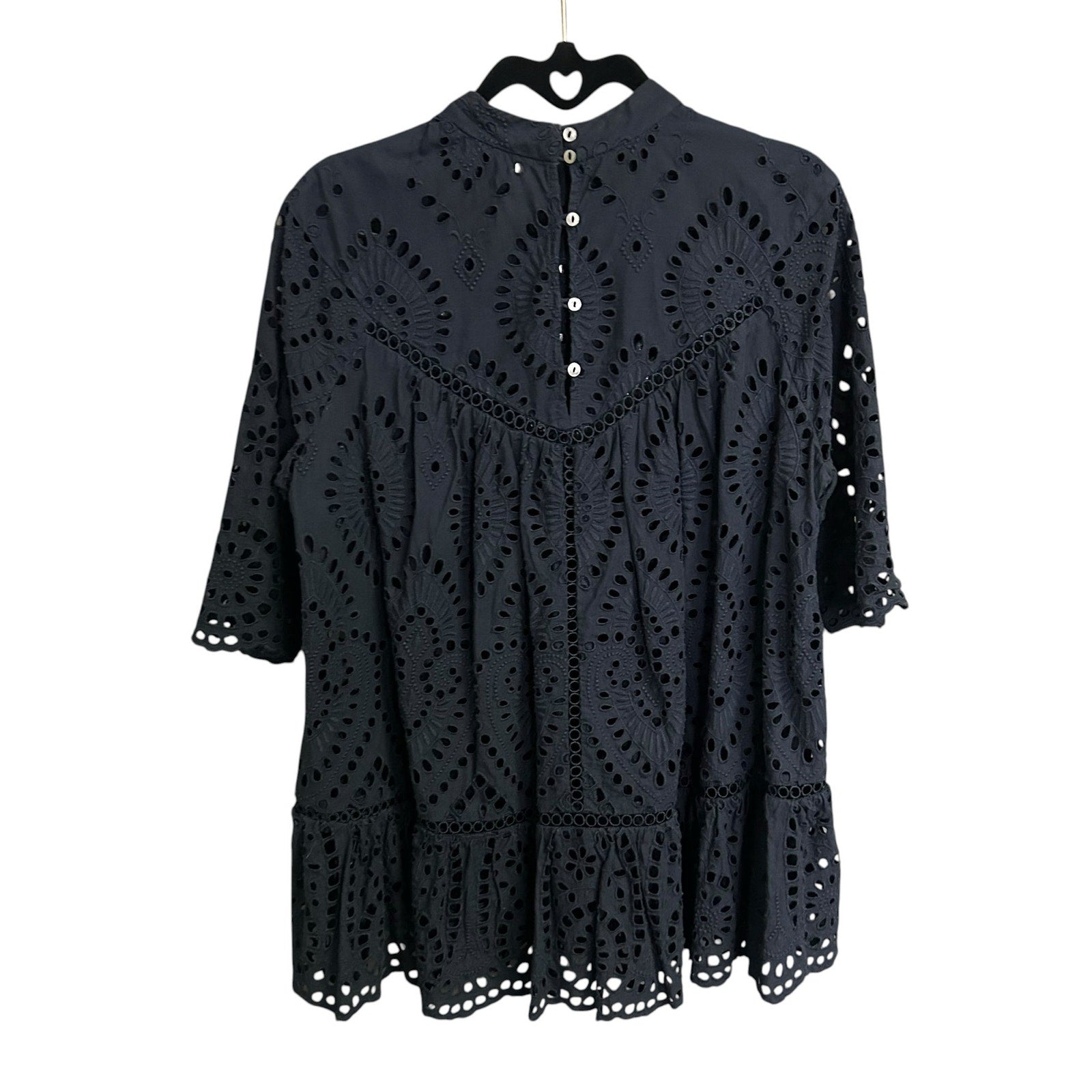 Zimmermann Harlequin Broderie Anglaise Cotton Top In French Navy Womens US 8