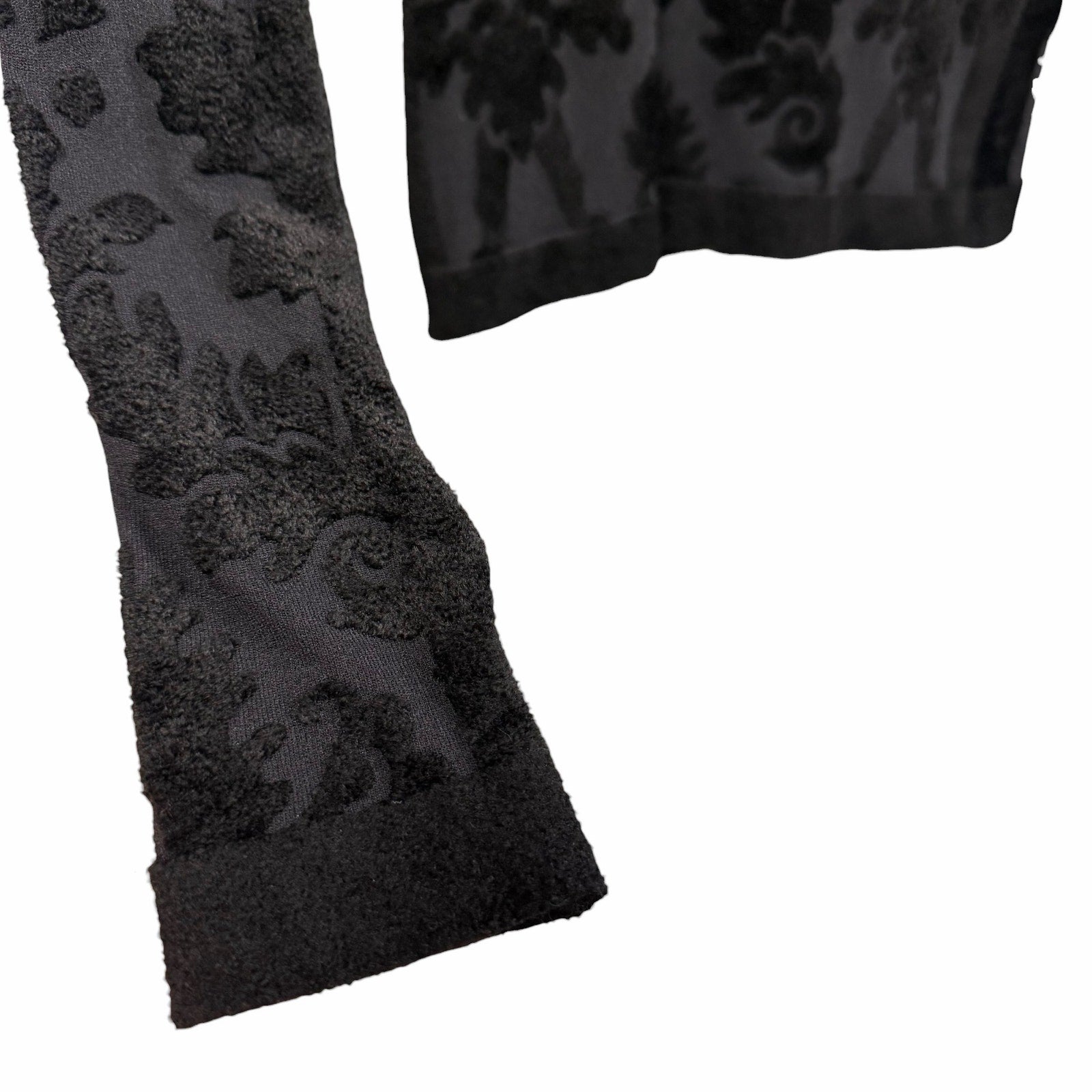 Christian Dior Black Mesh Knit Velour Jacquard Long Sleeve Fitted Top Size Small
