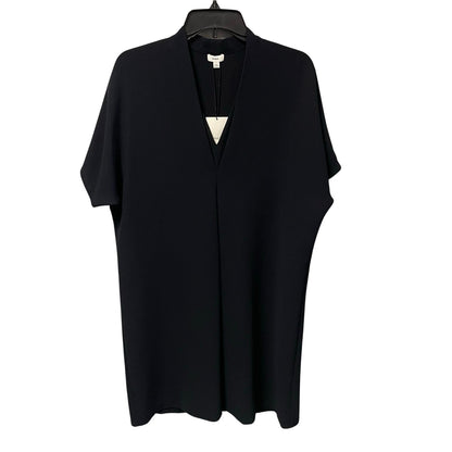 NWT Vince Coastal Crepe Elbow Sleeve Double V Dress Black Womens Small
