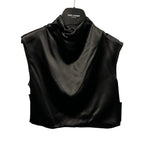 NWT Saint Laurent Paris Black Satin Draped Cropped Top Womens 36 / US 4