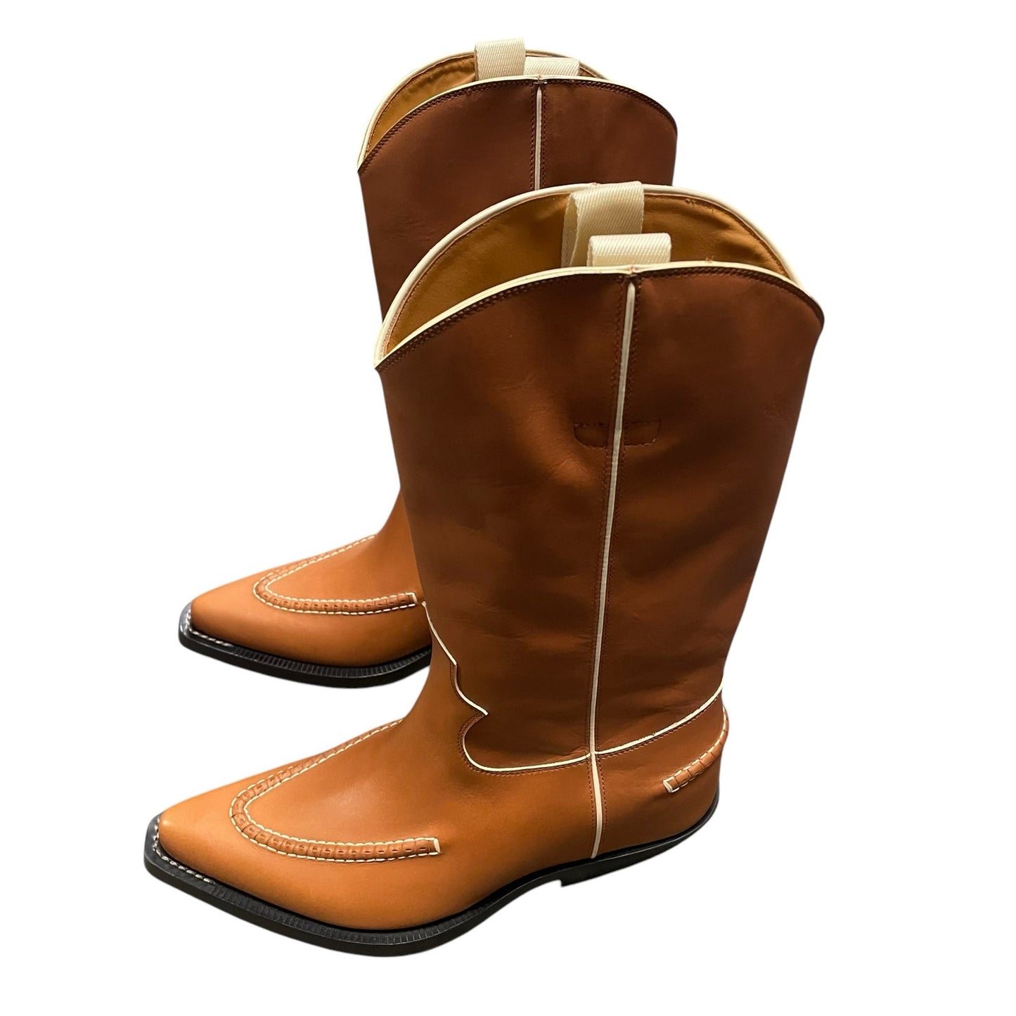 Chloé Nellie Texan Leather Western Boots Tan Womens 39 / US 9