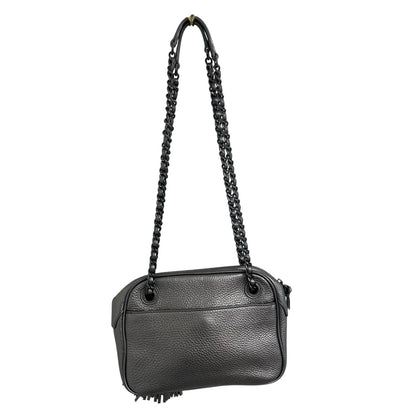 Tory Burch Thea Chain Convertible Crossbody Handbag Gunmetal Metallic Leather