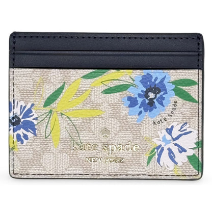 NWT Kate Spade Small Slim Card Holder Wallet Blazer Blue Spade Flower Print