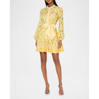 NWT Milly Yellow Multicolor Nellie Floral Lace Long Sleeve Mini Dress Womens 4