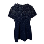 NWT Carolina Herrera Midnight Navy Blue Crystal Embellished Mini Dress Womens 4