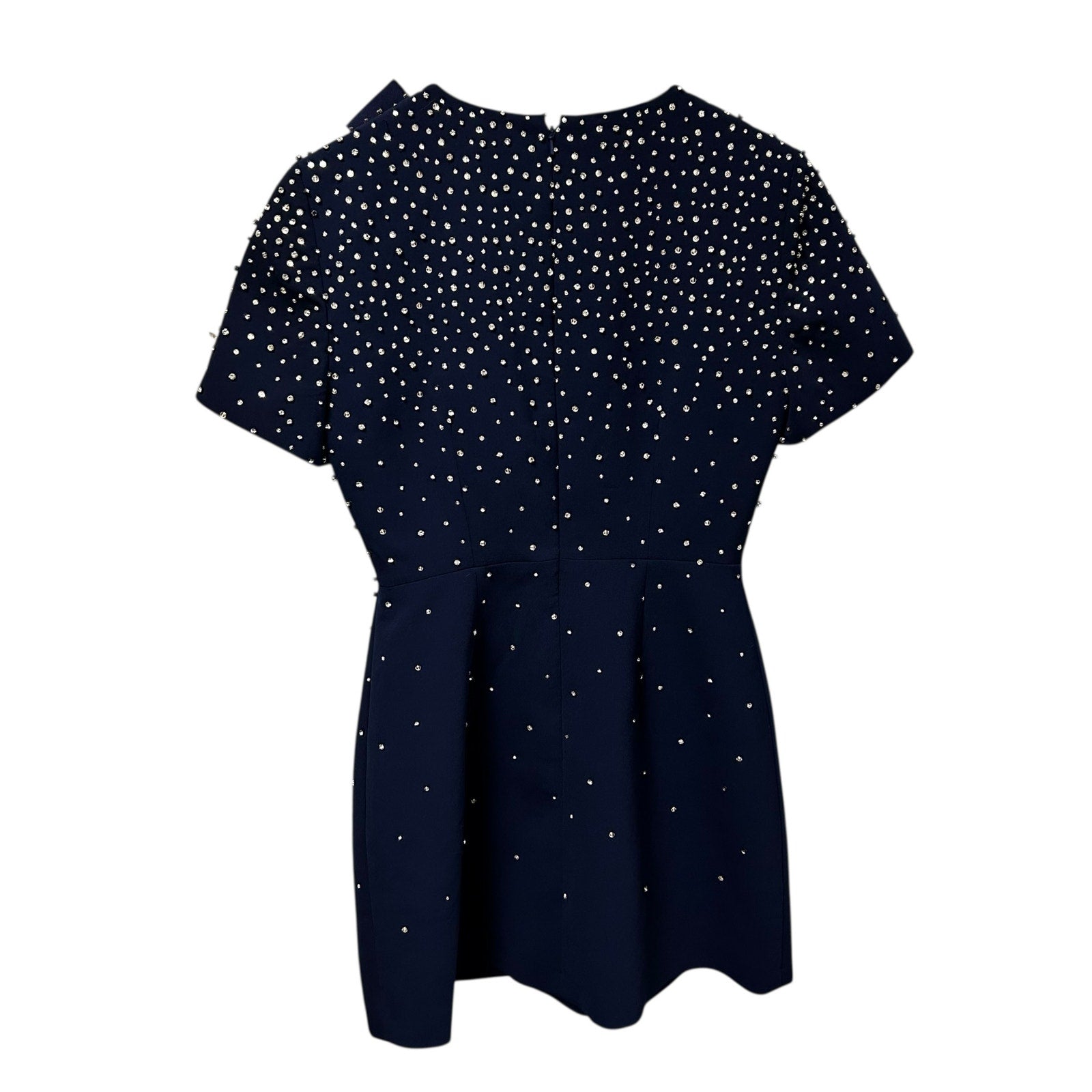 NWT Carolina Herrera Midnight Navy Blue Crystal Embellished Mini Dress Womens 4