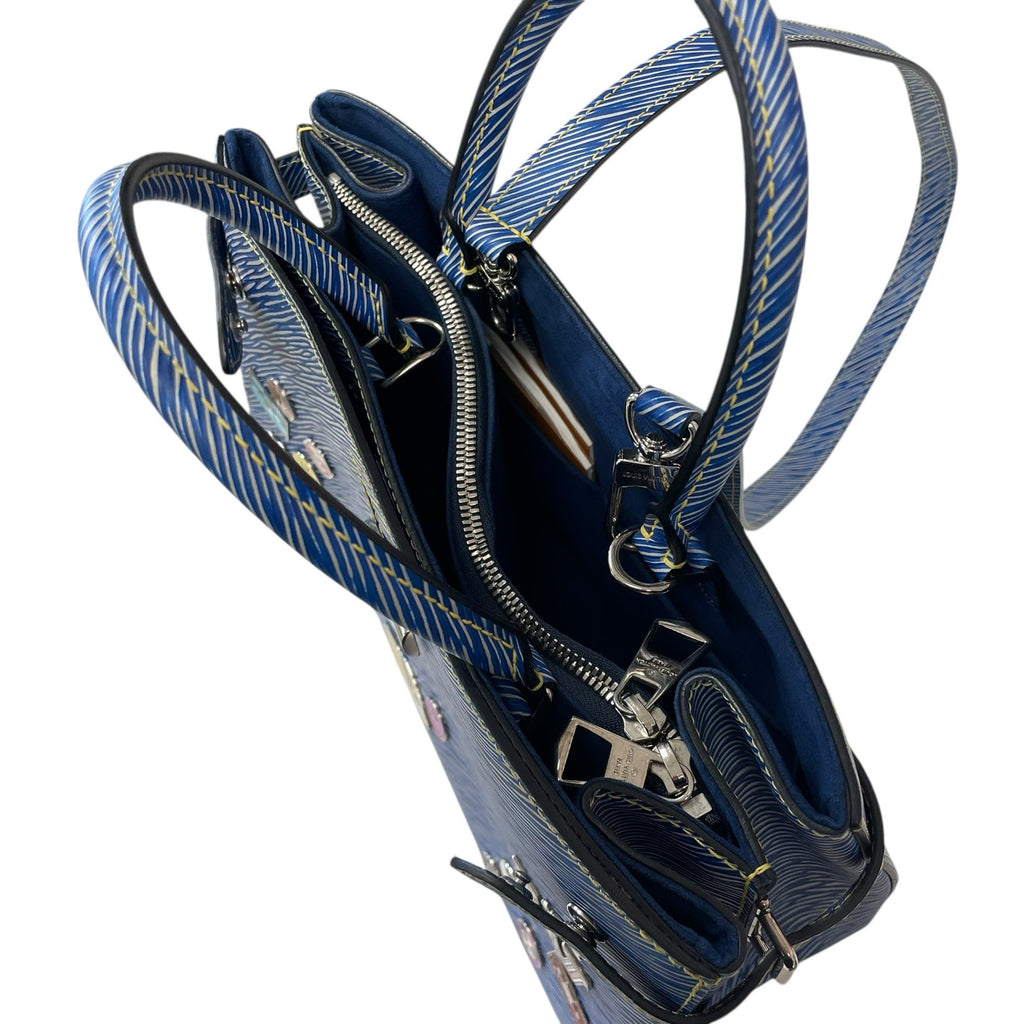 Louis Vuitton 2017 Twist Tote Limited Edition Pin Embellished Blue Epi Leather
