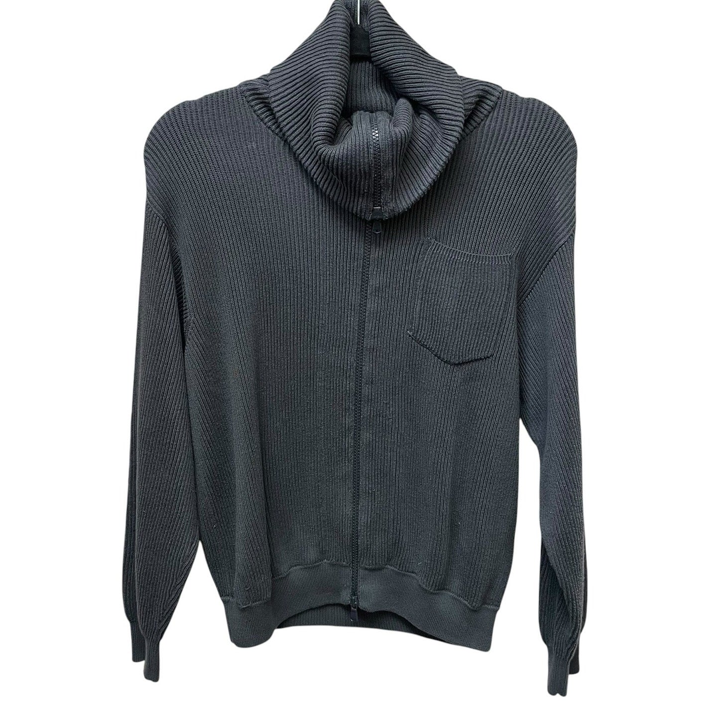 Brunello Cucinelli Dark Gray Ribbed Cotton Shadow Pocket Cardigan Womens Size XS