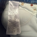 Gucci Horsebit High Rise Wide Leg Frayed Hem Jeans Light Wash Size 27 / US 6
