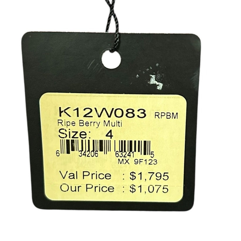 NWT St. John Ripe Berry Sequin Embellished 3/4 Sleeve V Neck Dress Womens 4