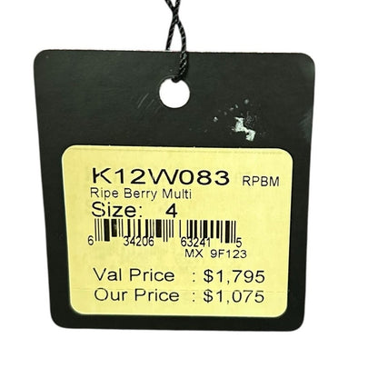 NWT St. John Ripe Berry Sequin Embellished 3/4 Sleeve V Neck Dress Womens 4