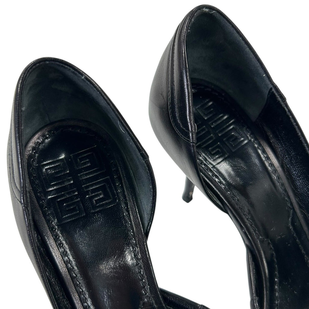 Vintage Givenchy Black Leather Flower Closed Toe Womens 36.5 / US 6.5 AS IS