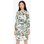 NWT Tory Burch Silk Happy Times Shift Dress Ivory Floral Long Sleeve Womens 12