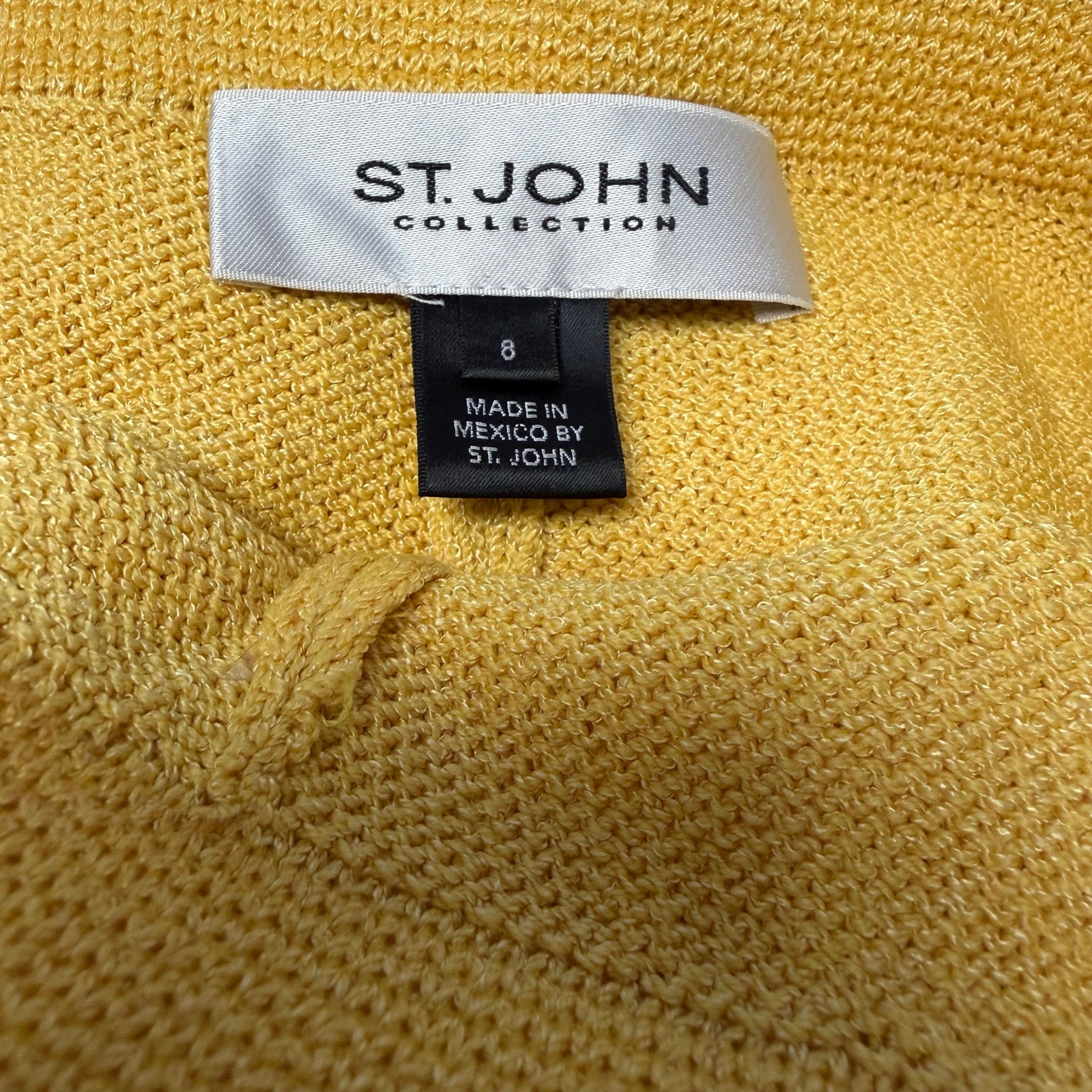 St. John Collection Santana Knit Yellow Wide Leg Pull On Pant Womens Size 8