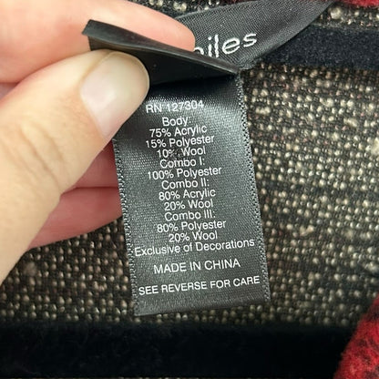 Ali Miles Red Multicolor Mixed Print Wool Blend Button Front Jacket Womens 2X