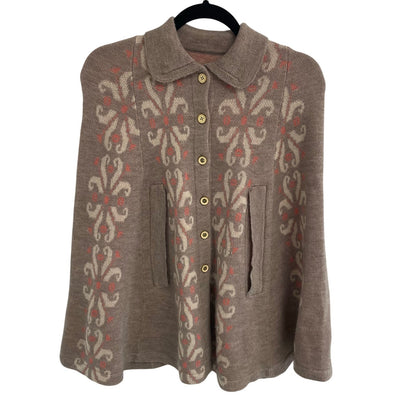 Anthropologie Madchen Flowering Pompona Sweater Cape Cardigan Womens Medium