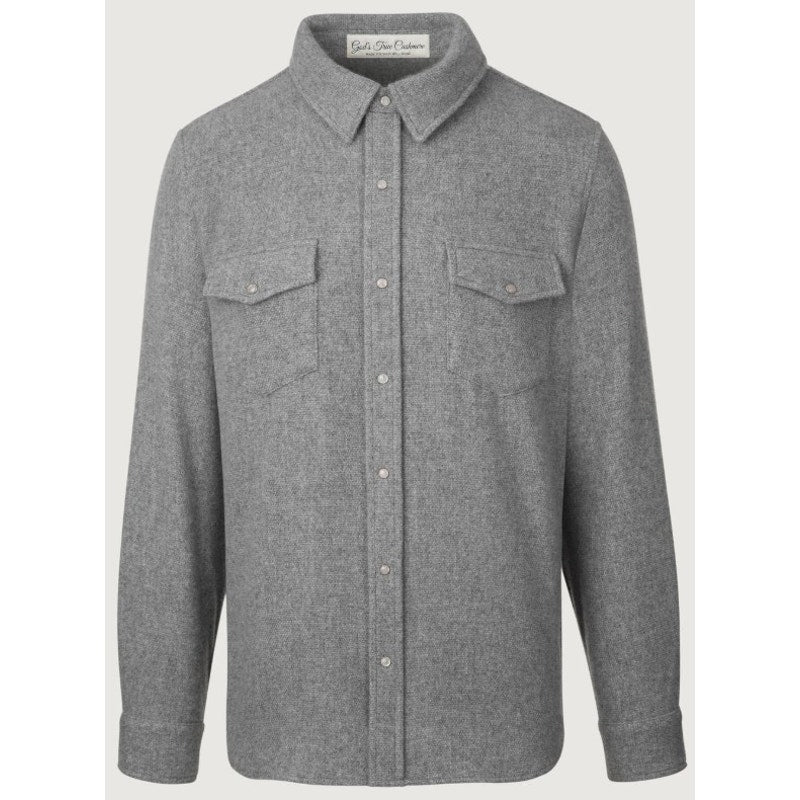 NWT God's True Cashmere Grey Cashmere Shirt Rose Quartz Snap Button Up Size XS