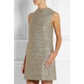 Saint Laurent Sequin Embellished Metallic Tweed Mini Shift Dress Womens 36 US 4