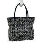 Vintage Christian Dior 1999 Black White Boucle Tweed Top Handle Tote Handbag