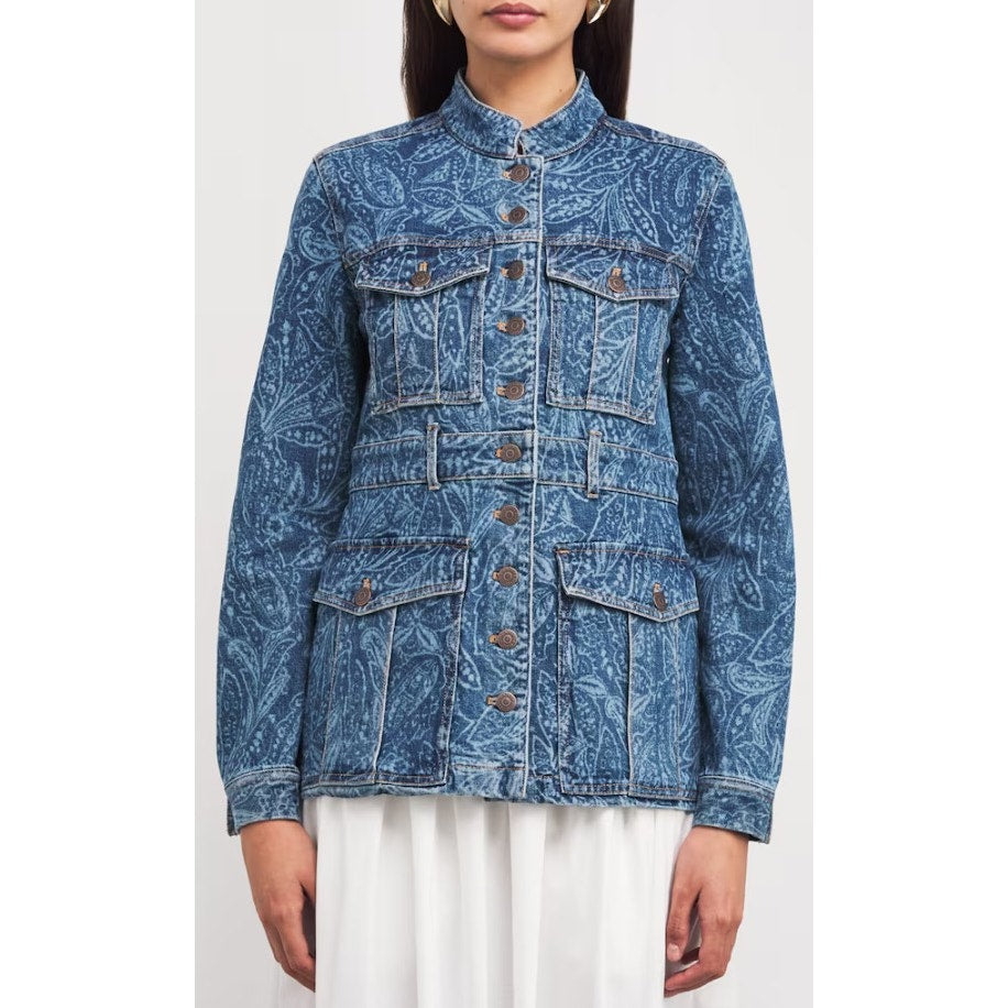 NWT Veronica Beard Jeans Tika Jacket Atlantic Paisley Denim Womens Small