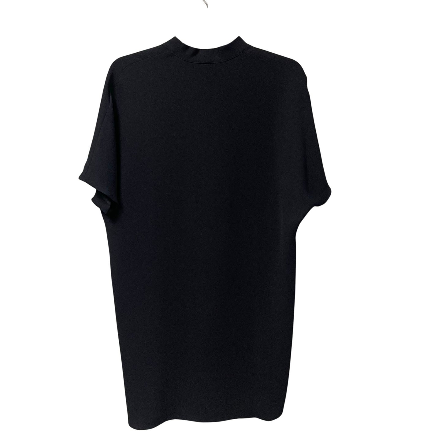 NWT Vince Coastal Crepe Elbow Sleeve Double V Dress Black Womens Small