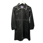 Alexa Chung Black Silver Studded Front Zip Nappa Leather Jacket UK 8 / US 2-4