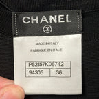 Chanel Black Wool Silk Blend Ribbed Knit Short Sleeve Maxi Dress Womens 36 / 00