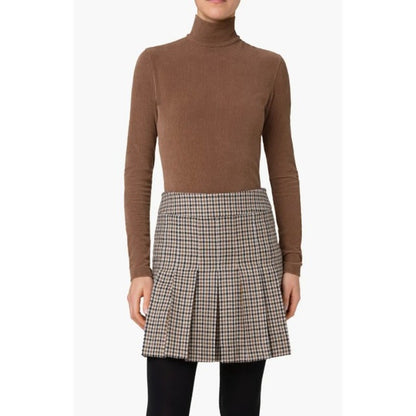 NWT AKRIS Punto Brown Corduroy Long Sleeve Cotton Blend Mock Neck Top Womens 2