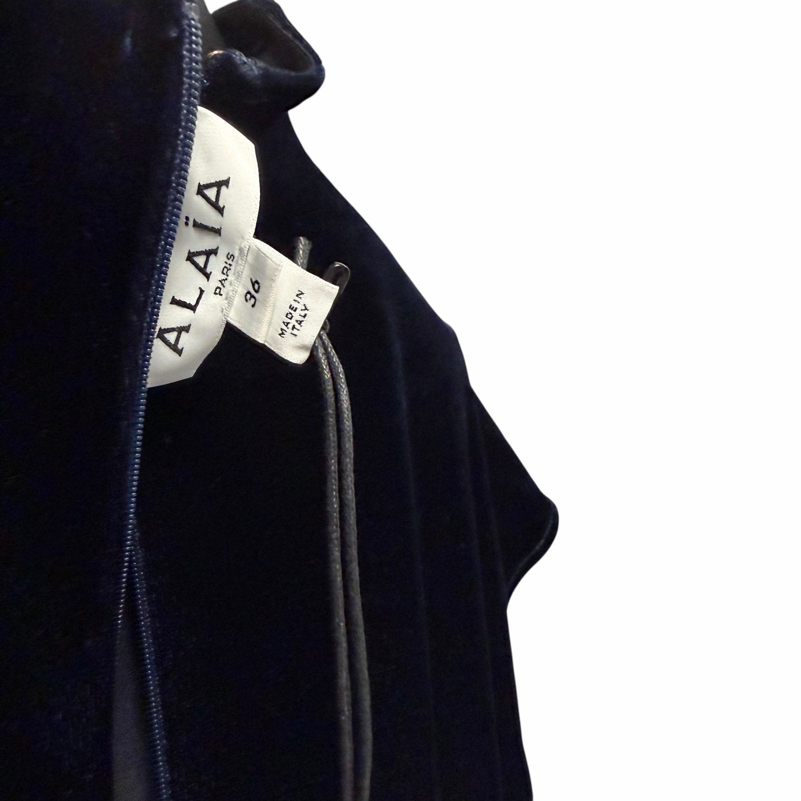 NWT Alaia Turtleneck Velvet Mini Dress Navy Womens FR 36 / US 4