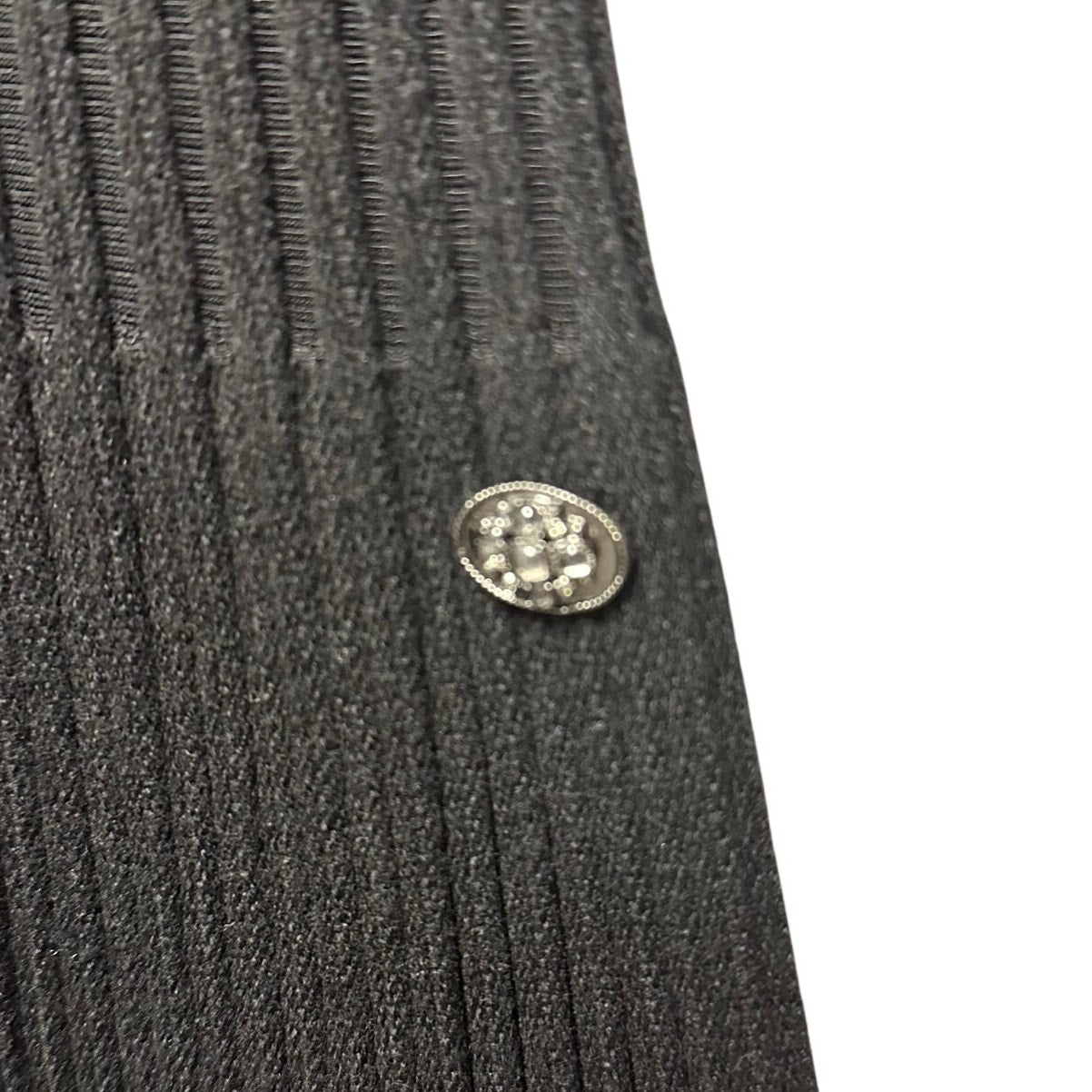 Chanel Black Wool Silk Blend Ribbed Knit Short Sleeve Maxi Dress Womens 36 / 00