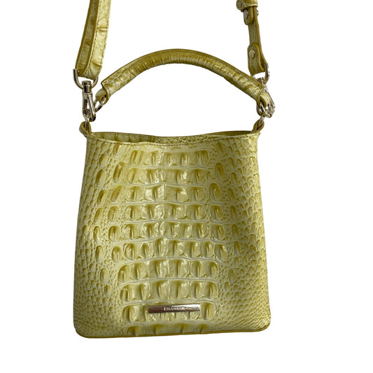Brahmin Croc Embossed Leather Amelia Bucket Bag in Lemonade Yellow