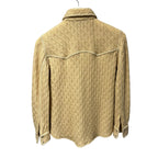 NWT Richard Grand Tan 100% Cashmere Cable Knit Snap Button Shirt Womens Small