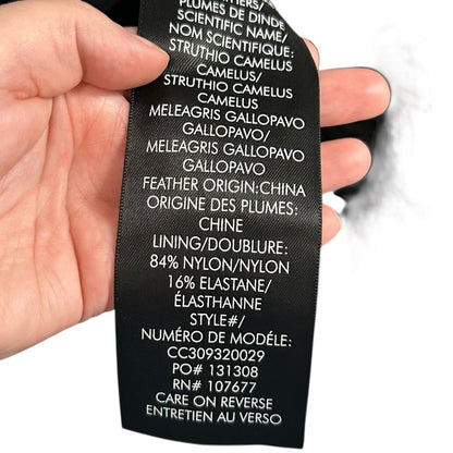 Alice + Olivia Black Delaina Feather Trim Cuff Mesh Long Sleeve Top Womens XL