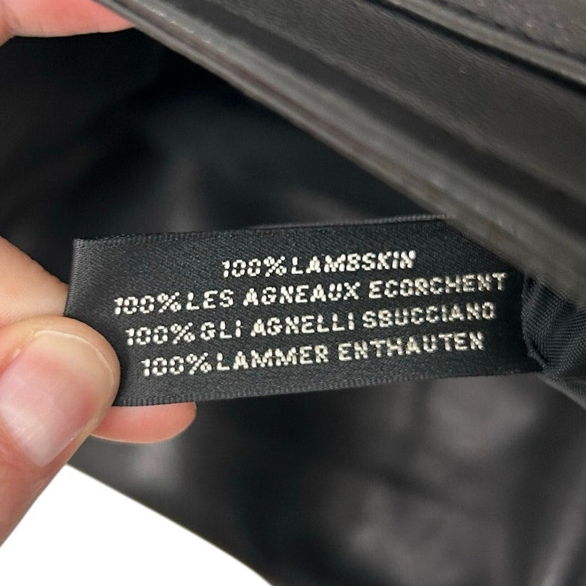 Ralph Lauren Black Label Black 100% Lambskin Leather Zip Up Jacket Womens 8