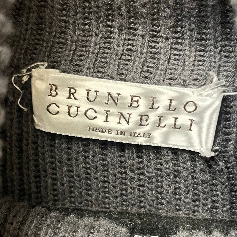 Brunello Cucinelli Dark Gray Ribbed Cotton Shadow Pocket Cardigan Womens Size XS