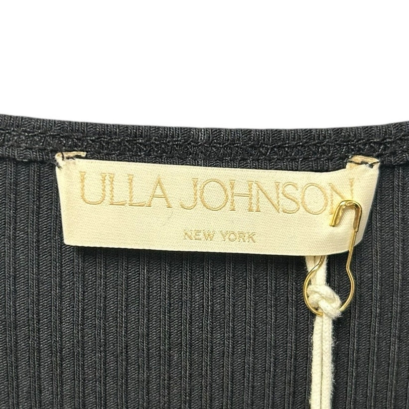 NWT Ulla Johnson Noir Black Ruffle Sleeve Hanna Tiered Mini Dress Womens Size 2