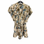 Zimmermann Aliane Roll Cuff Playsuit Khaki Floral Pure Linen Size AU 3 / US 10