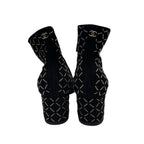 Chanel Black Suede Block Heel Chain Embellished CC Logo Short Boot Size 39 / 9