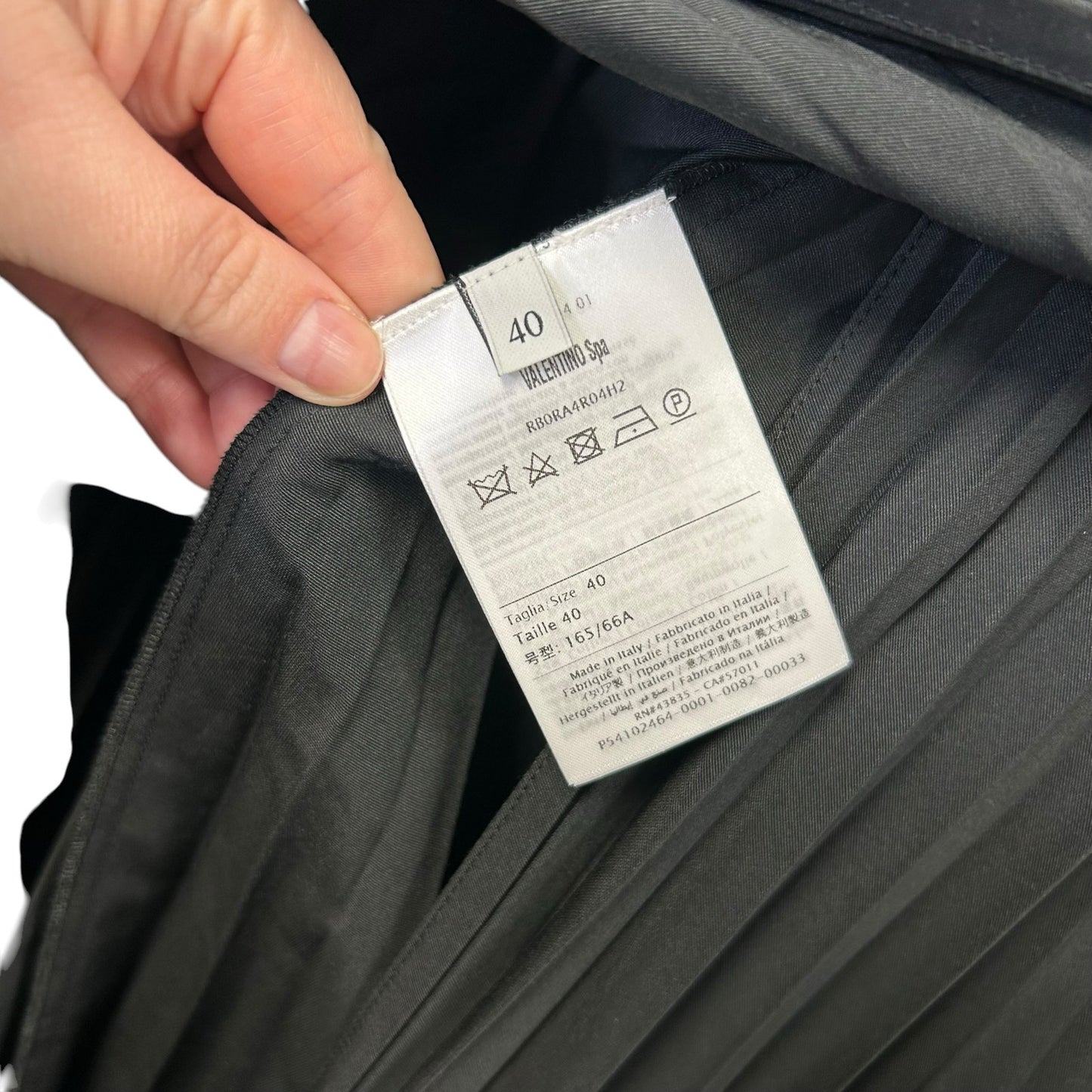 NWT Valentino Black Cotton Blend Pleated Wrap Midi Skirt Womens 40 / US 4