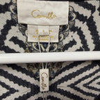 NWT Camilla Pure Silk Double Breasted Soft Jacket Black White Zebra Print Small