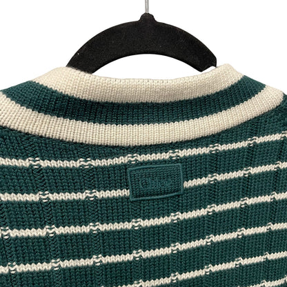 NWT Chloe Striped Ribbed Knit V Neck Jumper Sweater Dark Green Womens Small