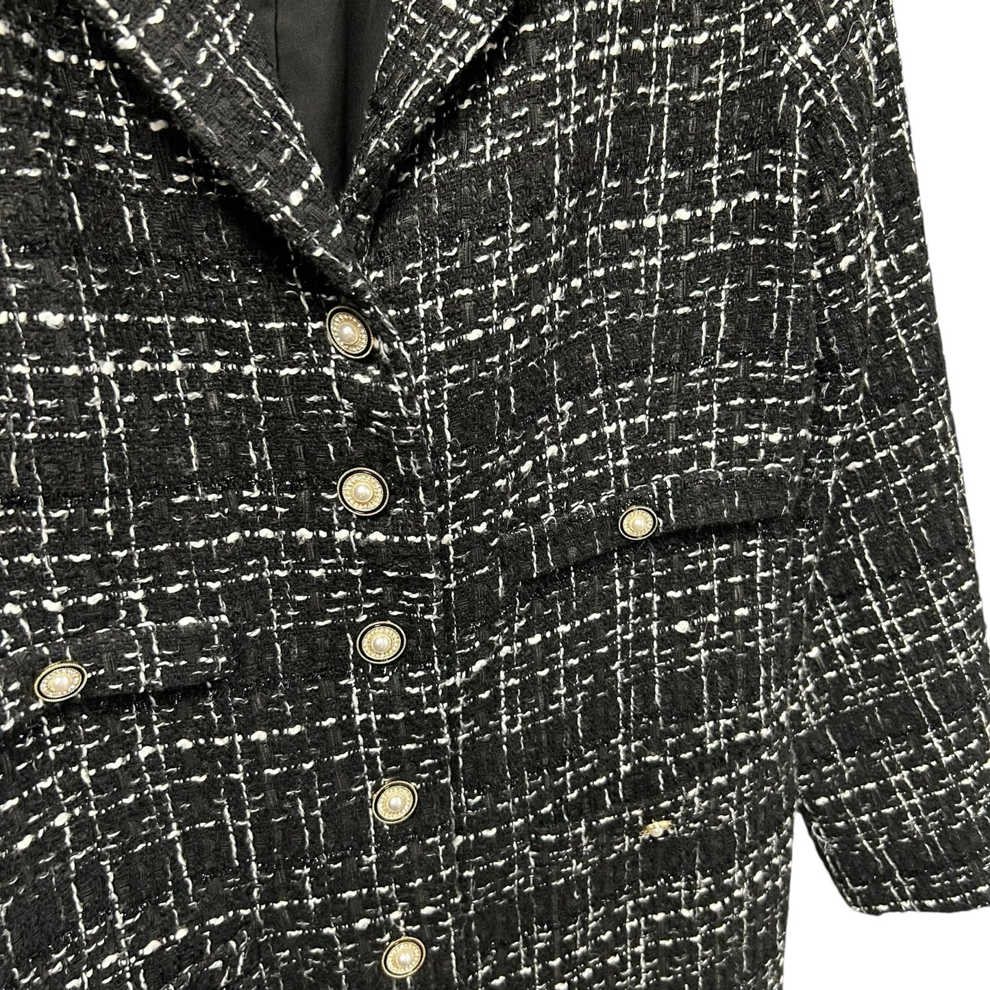 Pomander Place Tuckernuck Black White Tweed Stacie Mini Dress Womens Large