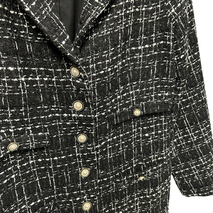 Pomander Place Tuckernuck Black White Tweed Stacie Mini Dress Womens Large