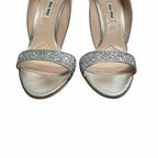 Miu Miu Swarovski Crystal Embellished Glitter Leather Sandals Size 39.5 / US 9.5